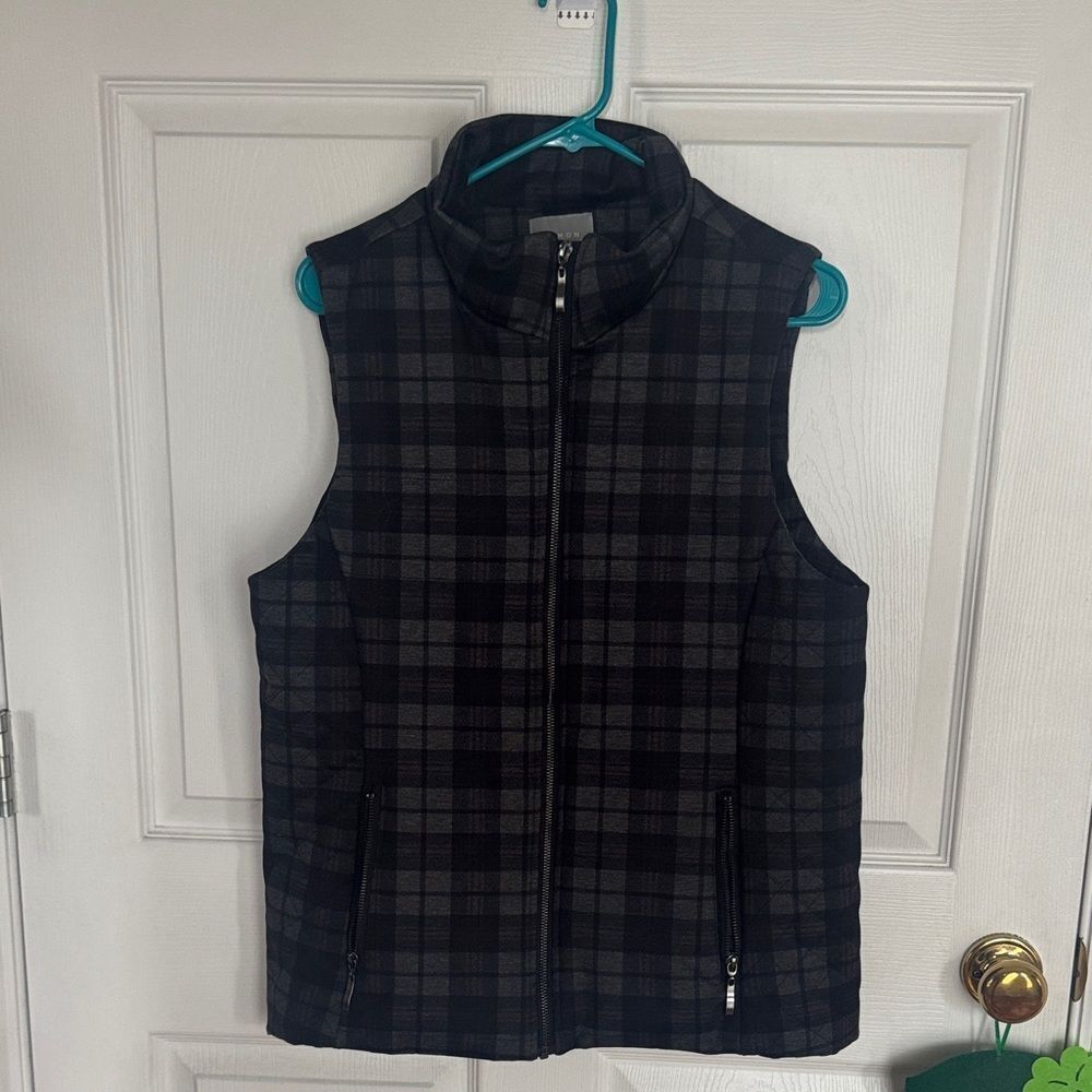Women’s Classic Black and Gray Checkered Vest